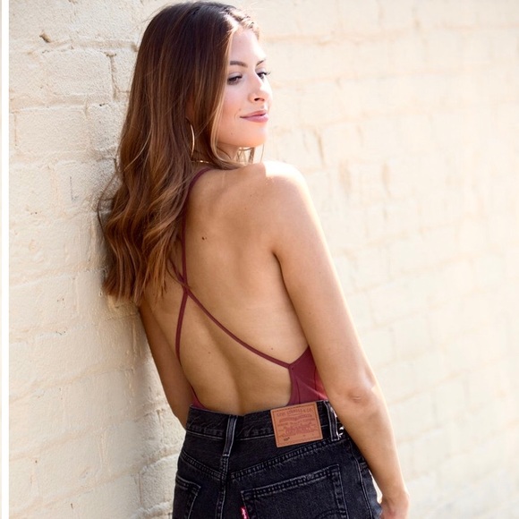 Free People Bridget Bodysuit Wine Halter Neck - Picture 7 of 16
